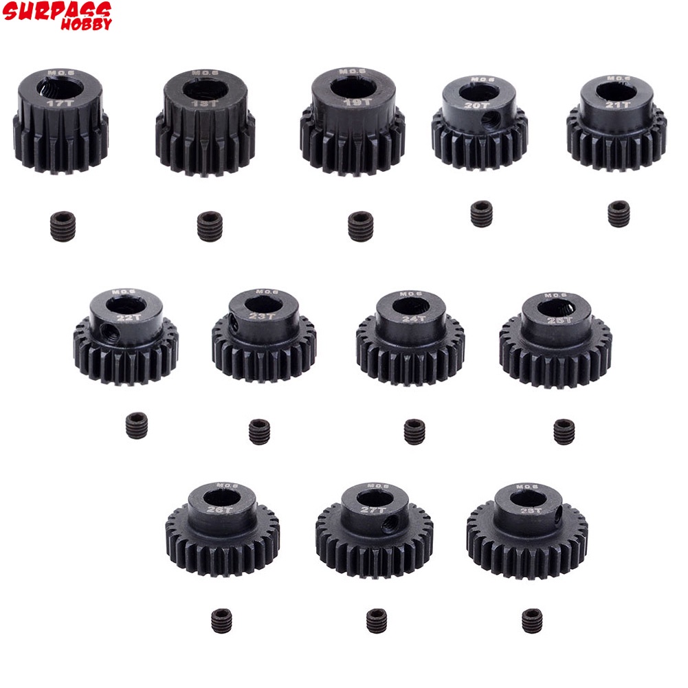 Bộ 2 Bánh Răng Kim Loại M0.6 5mm 17T 18T 19T 20T 21T 22T 23T 24T 25T 26T 27T 28T Cho Mô Hình Xe 1 / 10 Rc