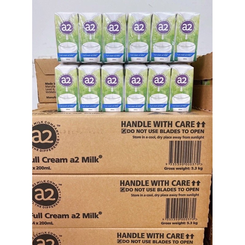 SỮA A2 NGUYÊN KEM ÚC  - Sữa A2 Nước PHA SẴN hộp 200ml Thùng 24 hộp