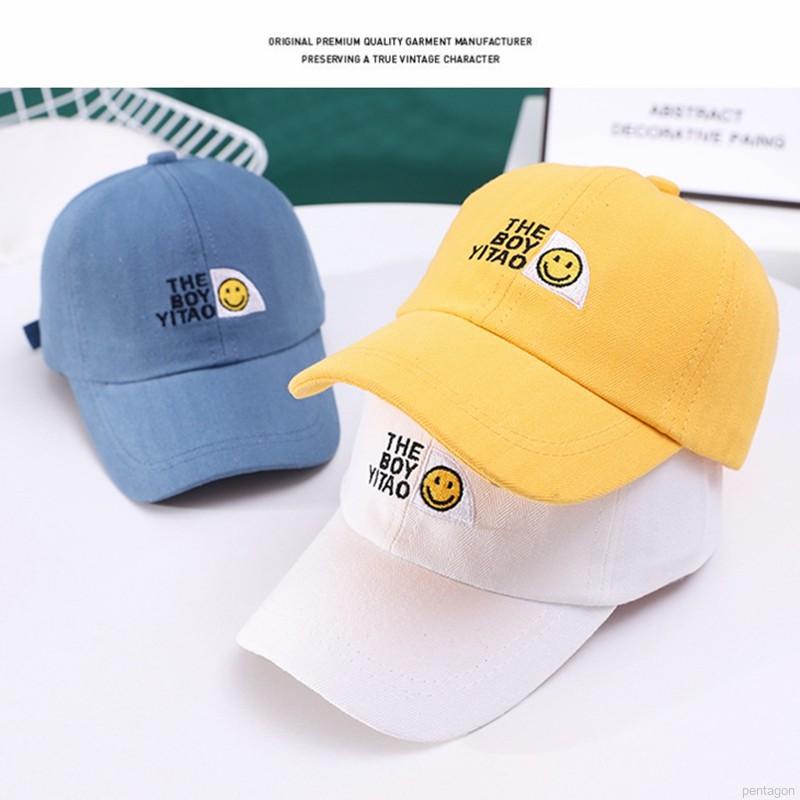 Mũ lưỡi trai thêu hình mặt cười 9 màu tùy chọn cho bé trai từ 1-3 tuổi