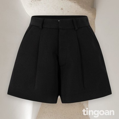 TINGOAN® - Quần shorts đen cạp cao chiết ly eo PHIÊN BẢN T6.2026 (có lót trong) JOCIE SHORTS VER II/BL