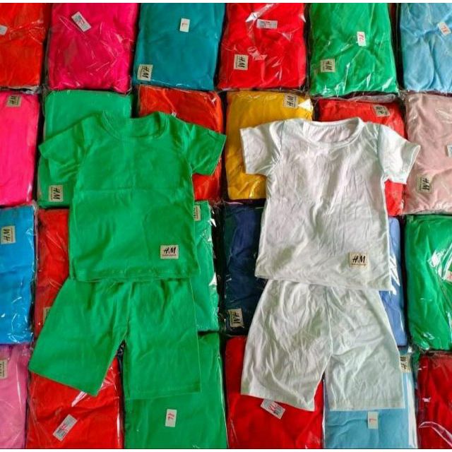 COMBO 5 BỘ BÉ TRAI+BÉ GÁI THUN COTTON CO GIÃN SIÊU MÁT TRƠN H&M CHO TRẺ TỪ 7-19KG