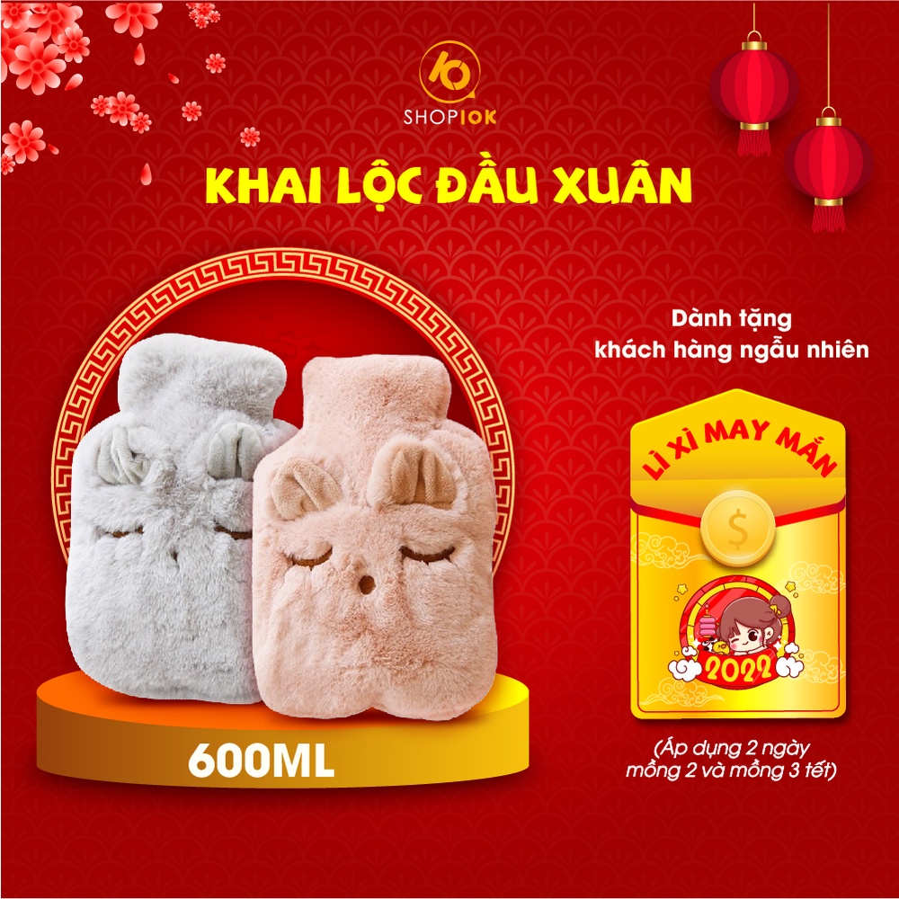 Túi chườm SHOP10K giảm đau bụng kinh, túi chườm giữ ấm, hạ sốt 600ml - SP004980