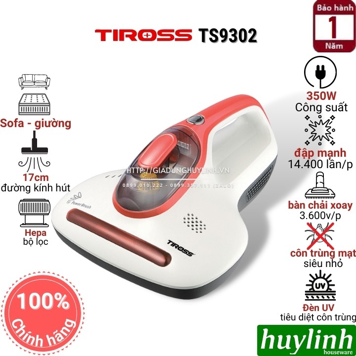 [Mã ELHAMS5 giảm 6% đơn 300K] Máy hút bụi trên giường Tiross TS9302