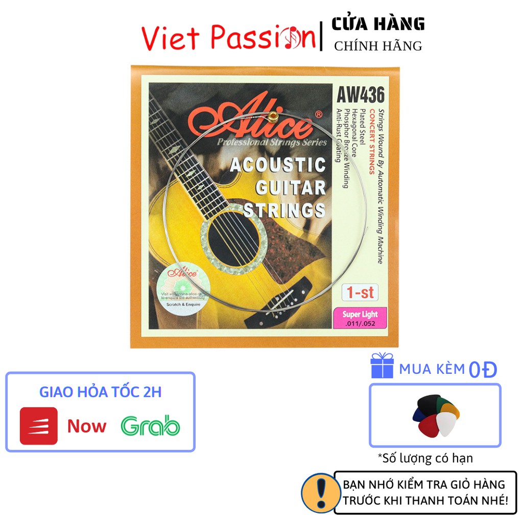 Dây lẻ guitar acoustic Alice A206,AW436 cho đàn guitar dây sắt chính hãng vietpassion