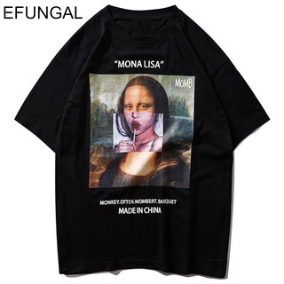 Efungal Funny Mona Lisa Streetwear 2019 Harajuku Hip Hop Top Tees Casual Men'S T-Shirts Halloween