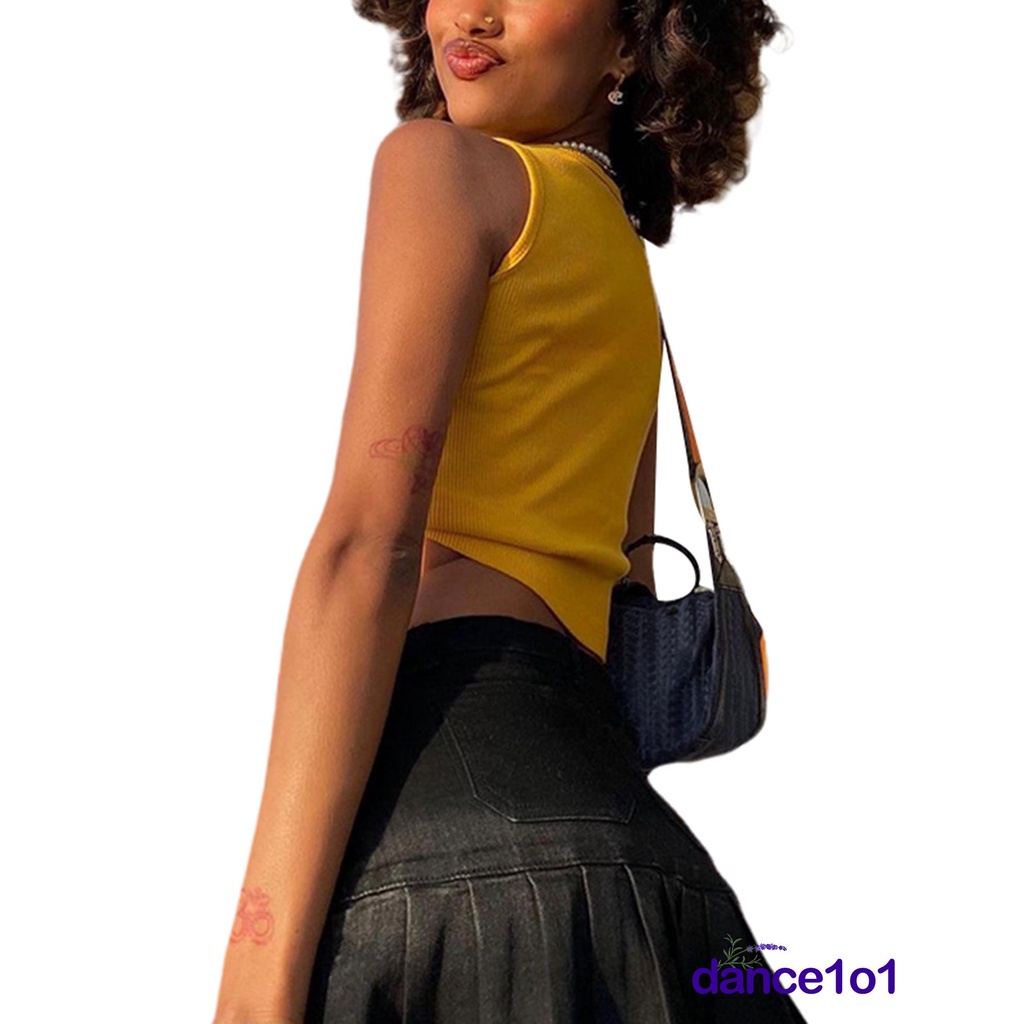 Áo sát nách cổ tròn in chữ thời trang cho nữ