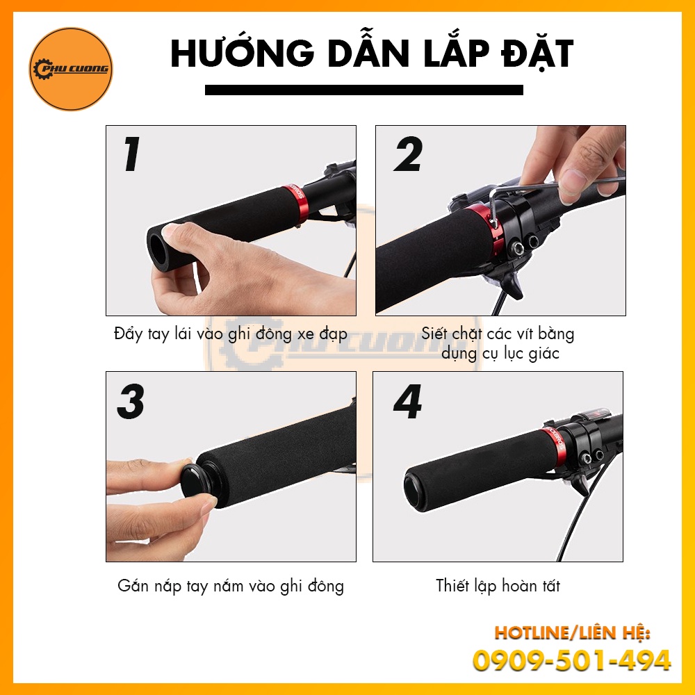 Tay Nắm Xe Đạp GRIPS Mút - Xốp Siêu Mềm Mịn, Độ Đàn Hồi Cao Cực Êm Ái - Khóa Bằng Chất Liệu Nhôm Cứng Cáp [ Chính Hãng ]