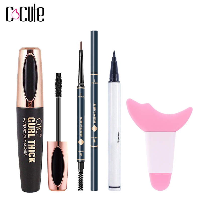 Set 4 dụng cụ trang điểm mắt COCUTE gồm mascara + bút kẻ mắt nước + bút kẻ lông mày + dụng cụ hỗ trợ chuốt mi