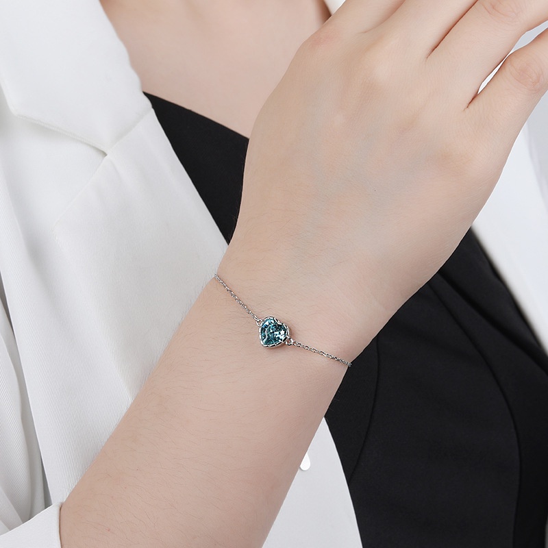 Bộ Trang Sức Mạ Bạc 925 Đính Đá Zircon Xanh Dương Thời Trang