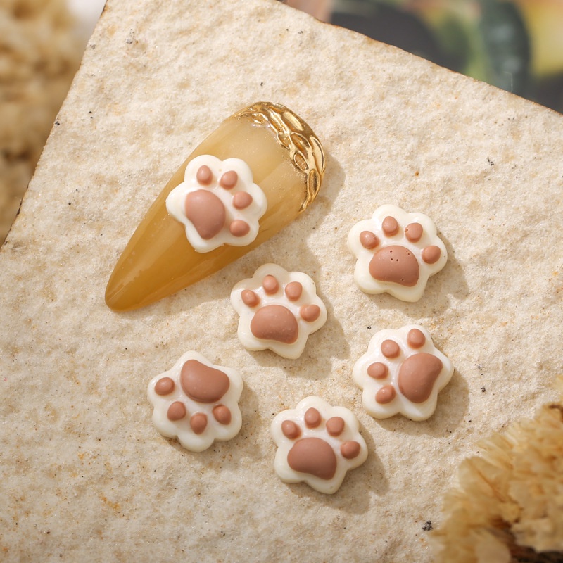 50 Phụ kiện trang trí móng tay nghệ thuật ROU BAO series gấu dâu mèo chuột mickey kem kaki nhiều màu sắc