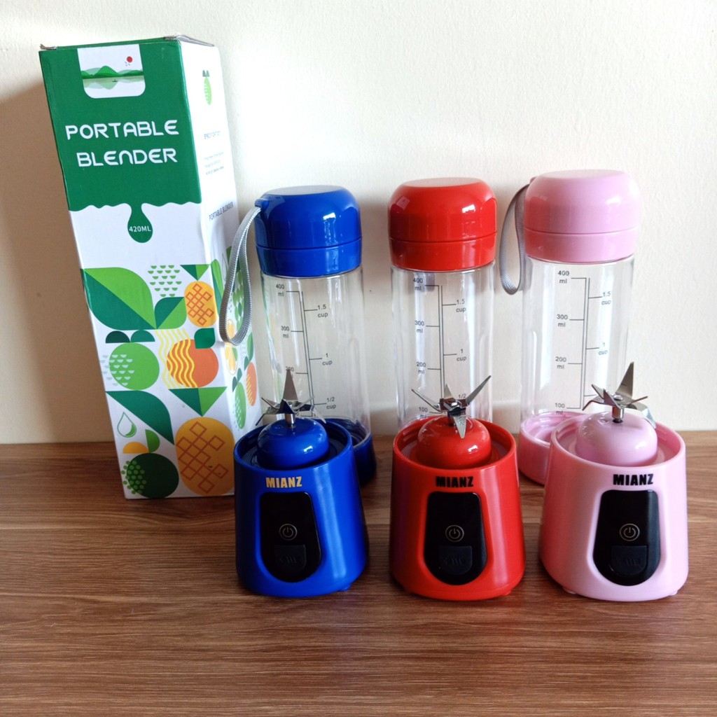 Máy xay sinh tố cầm tay MIANZ, máy say sinh tố hoa quả 6 lưỡi xay đá, kèm nắp lọc, công suất 110W, pin 4000Mah