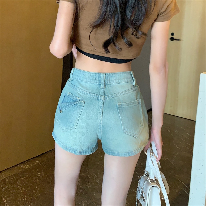 HUANG YOYO Chân váy jean Chữ a Lưng Cao Thời Trang Hàn Quốc