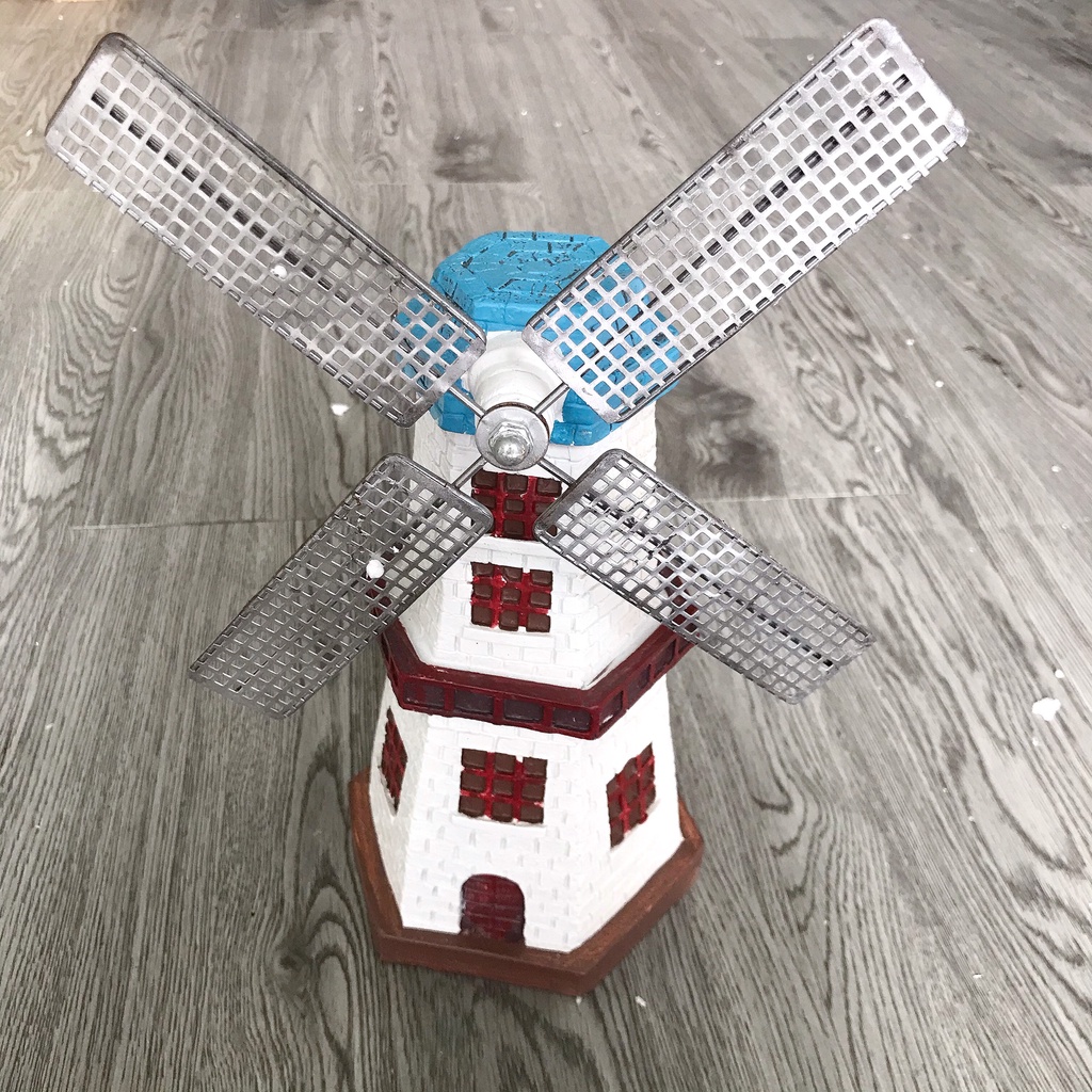 Mô hình cối xay gió phong cách vintage decor phòng ngủ, phòng khách, có ống heo tiết kiệm