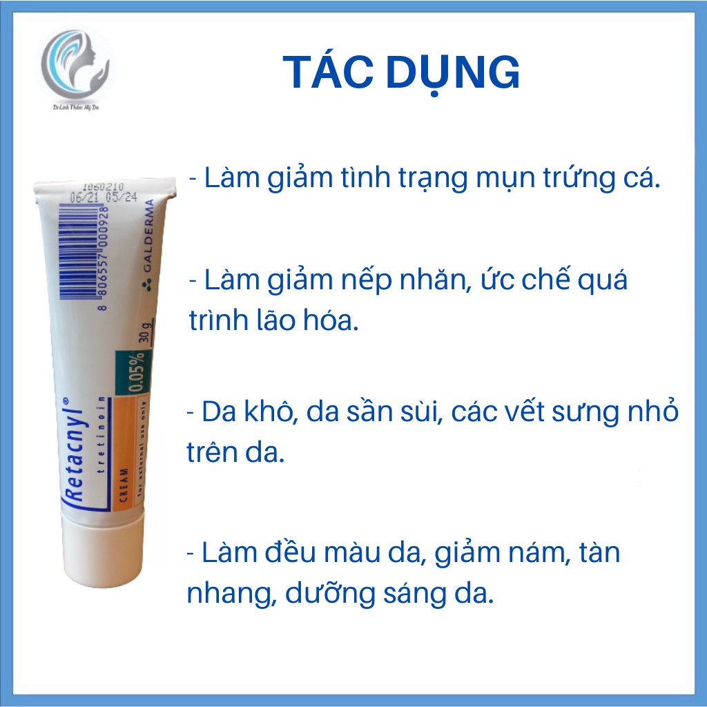 Tretinoin Retacnyl giảm mụn ẩn mụn đầu đen và chống lão hoá 0,025 0.05 Cream TM14