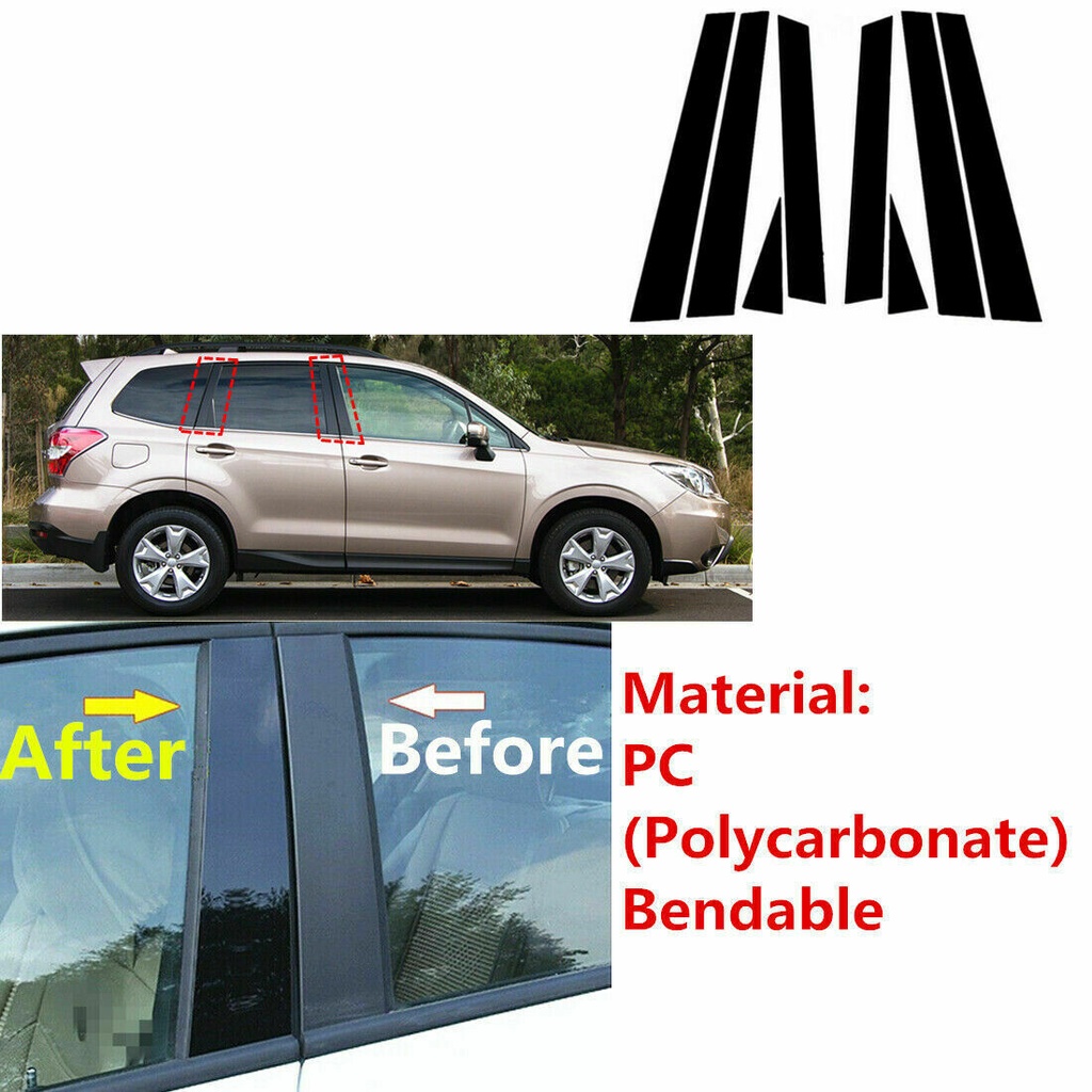 Bộ 8 Miếng Dán Viền Cửa Sổ Xe Hơi Màu Đen Cho Subaru Forester 14-18
