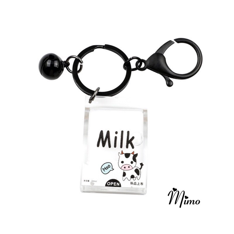 [HÀNG MỚI] Móc khóa hộp sữa milk dạng nước in hình bò sữa màu trắng mẫu mới hot trend 2021  quà tặng ý nghĩa