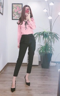 Sơ mi nơ cổ bèo cho nữ