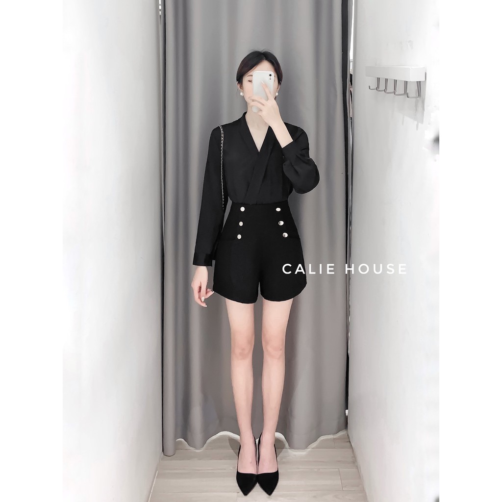 Áo sơ mi cổ chéo thời trang công sở Calie house A130