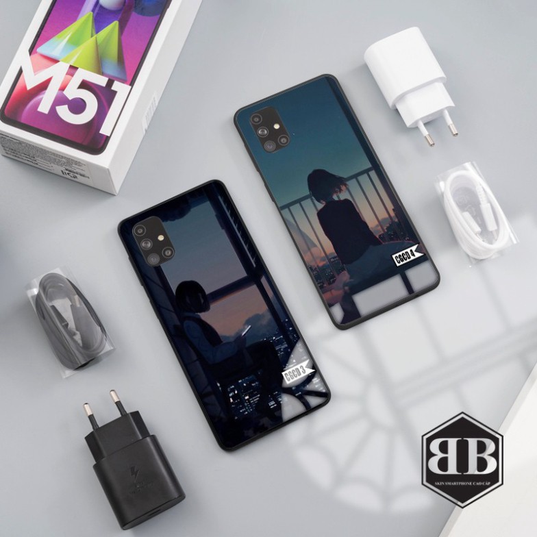 Ốp lưng kính cường lực Samsung Galaxy M51 hình cô gái cô đơn