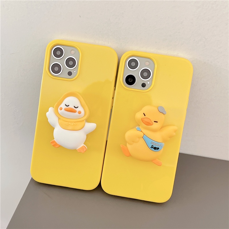 Ốp Điện Thoại Có Giá Đỡ Hình Vịt 3D Cho IPhone 13 13Pro 13ProMax 12 12Pro 12ProMax 11 11Pro 11ProMax XSmax XR X XS 8 7 6 6SPlus