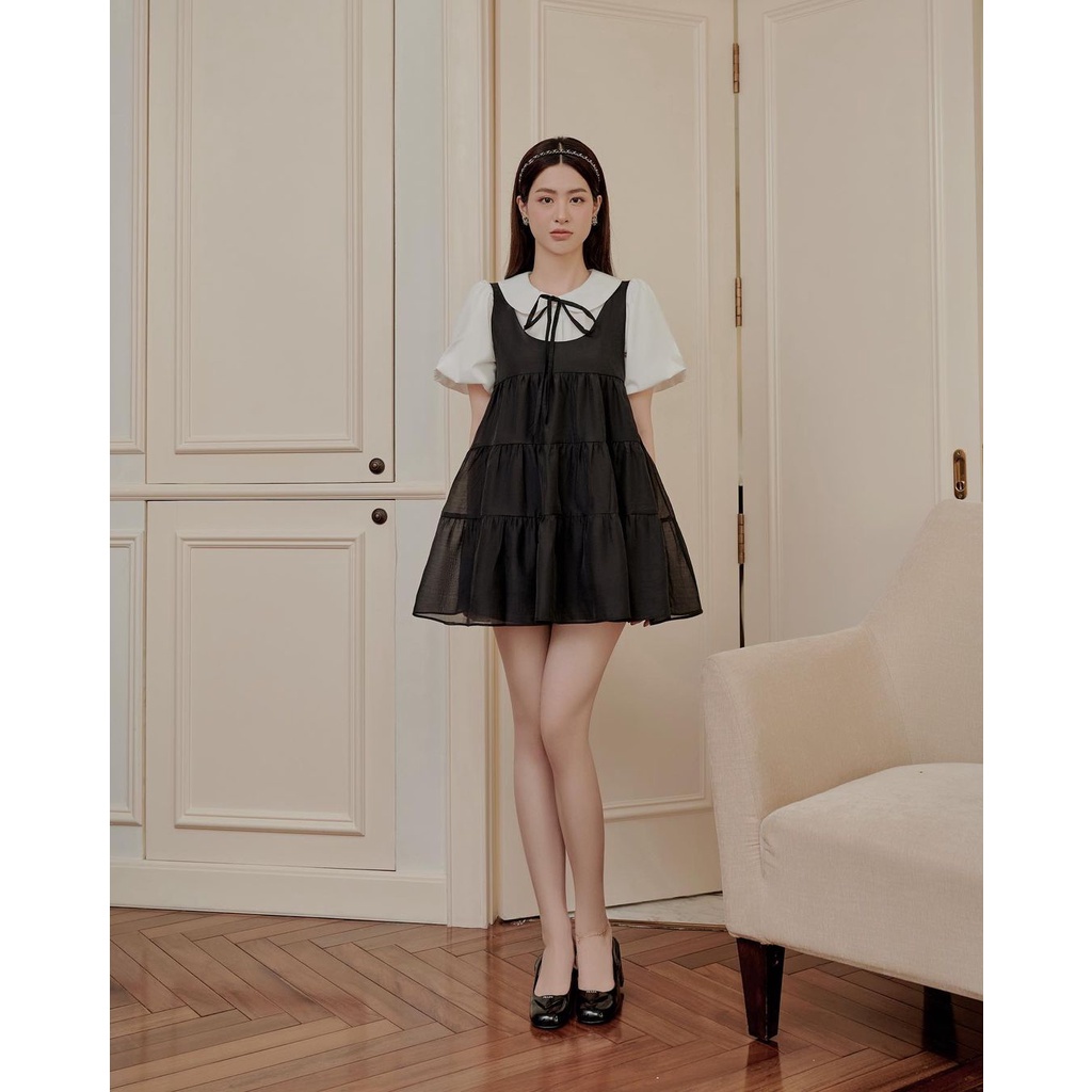 Set váy áo sơ mi nữ tay bồng Linly Store