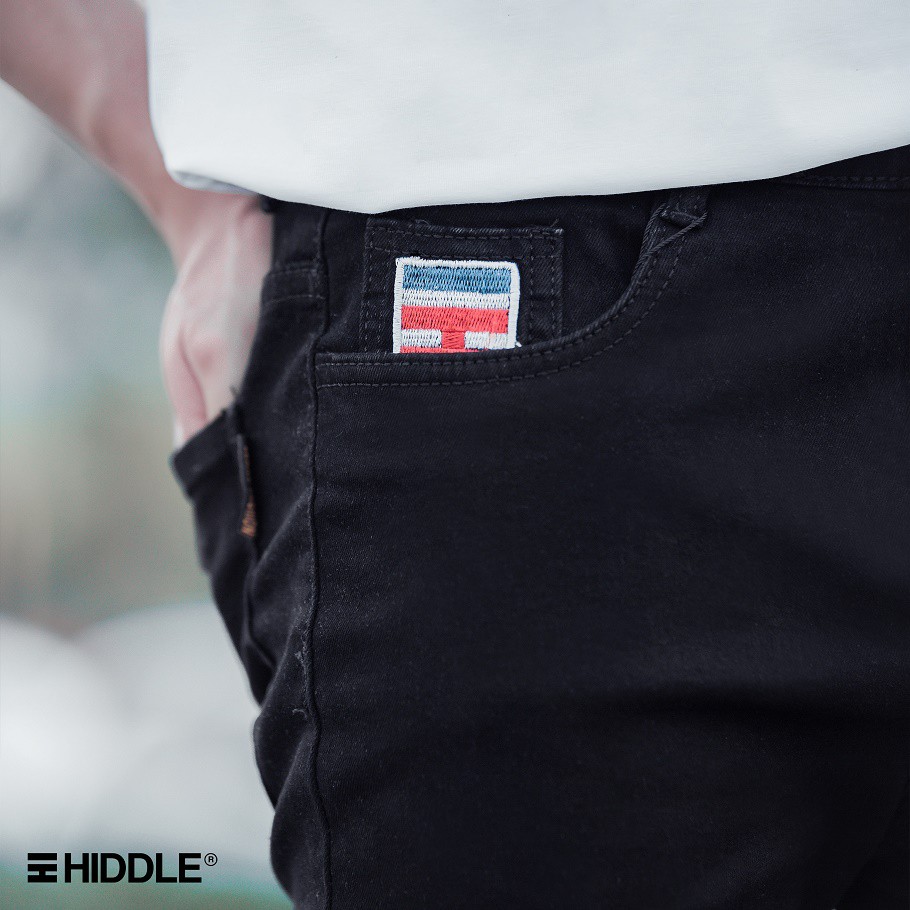 Quần jean nam trơn cao cấp - Quần jean trơn ôm HI 2121 màu đen - HIDDLE | BigBuy360 - bigbuy360.vn