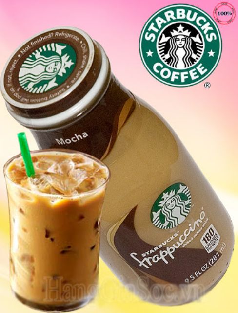 Cafe Starbucks vị mocha chai thủy tinh