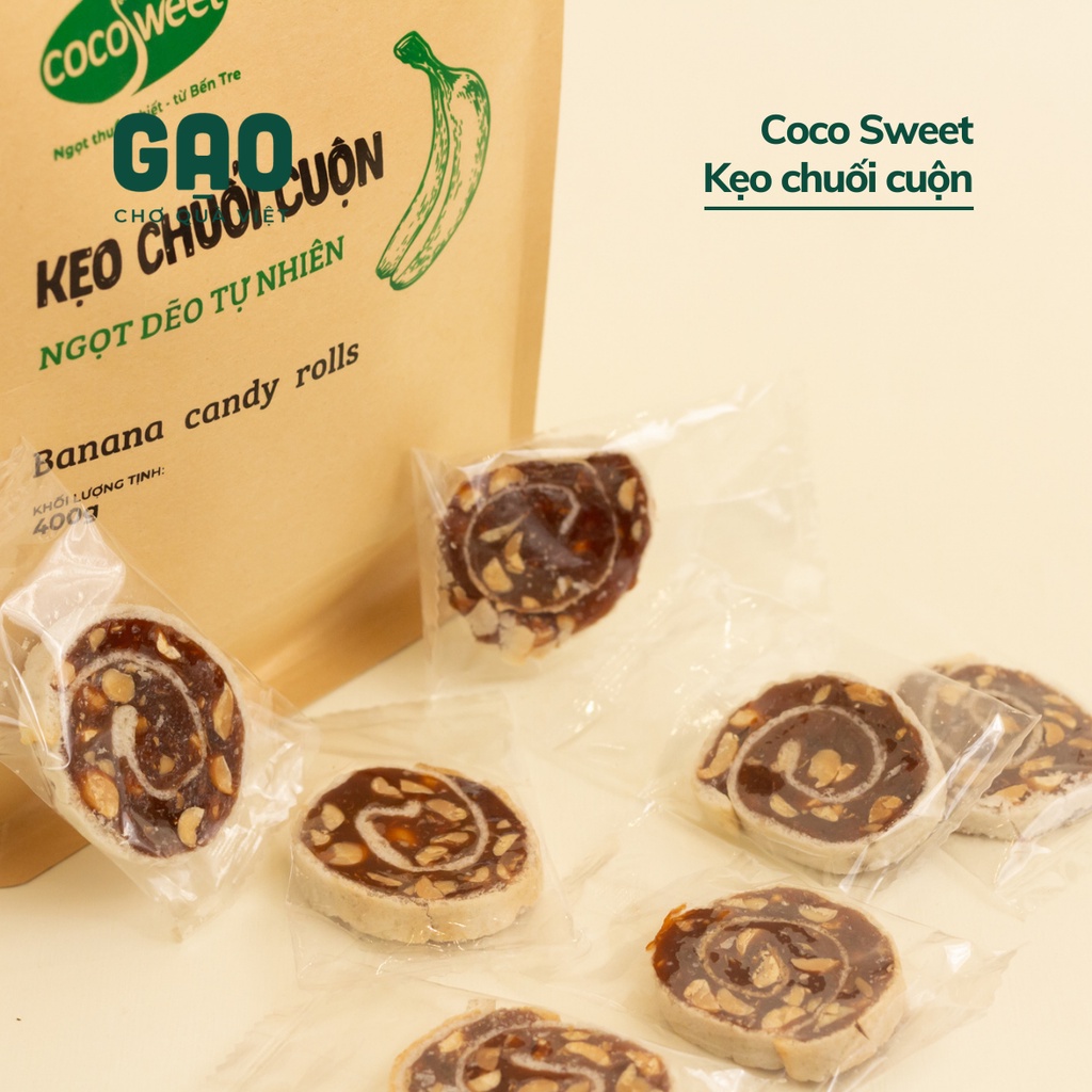 Kẹo chuối cuộn đặc sản Bến Tre - Cocosweet - Túi 400g