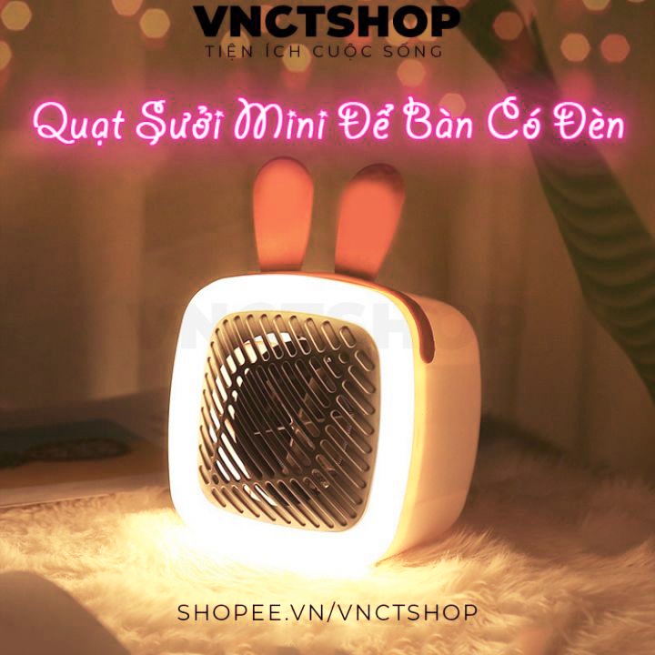 Quạt sưởi mini để bàn có đèn sưởi ấm mùa đông, máy sưởi công suất 400W cho phòng ngủ văn phòng