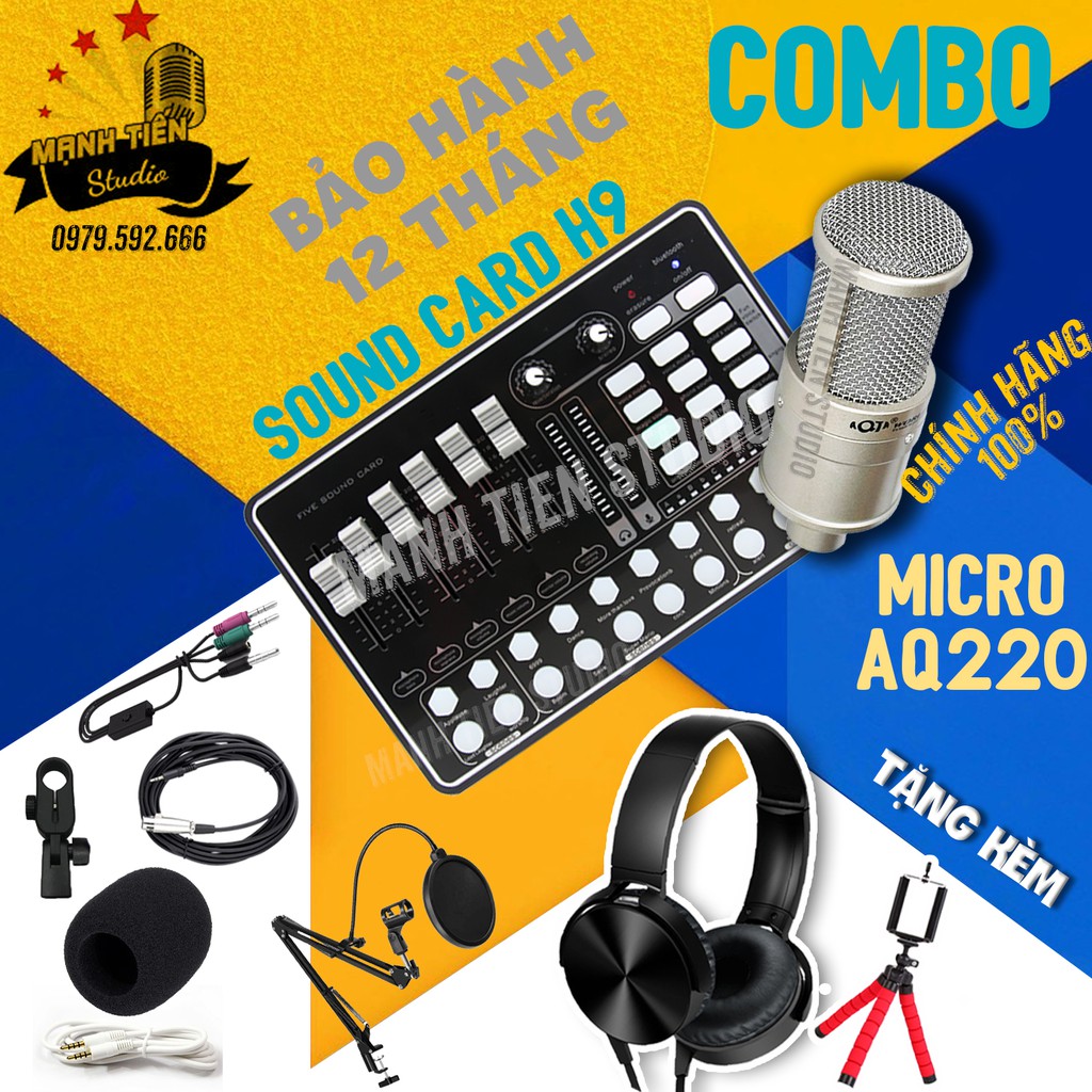 Combo SoundCard H9 + AQ220 + Full phụ kiện