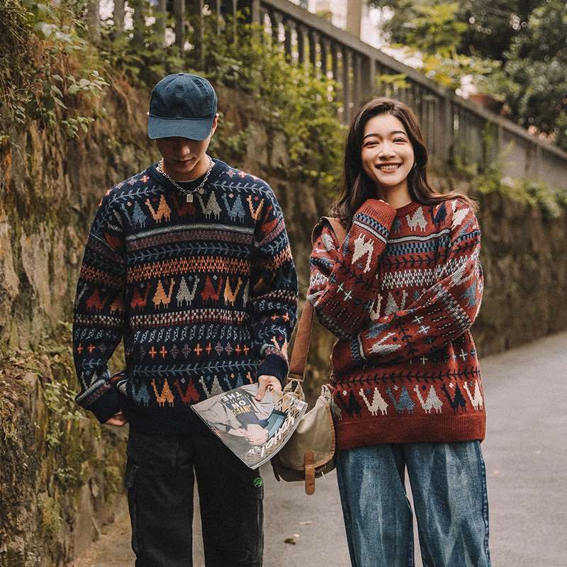 Áo sweater mặc tròng dáng rộng màu nhuộm phong cách đường phố cổ điển cỡ M-2XL cho nam và nữ