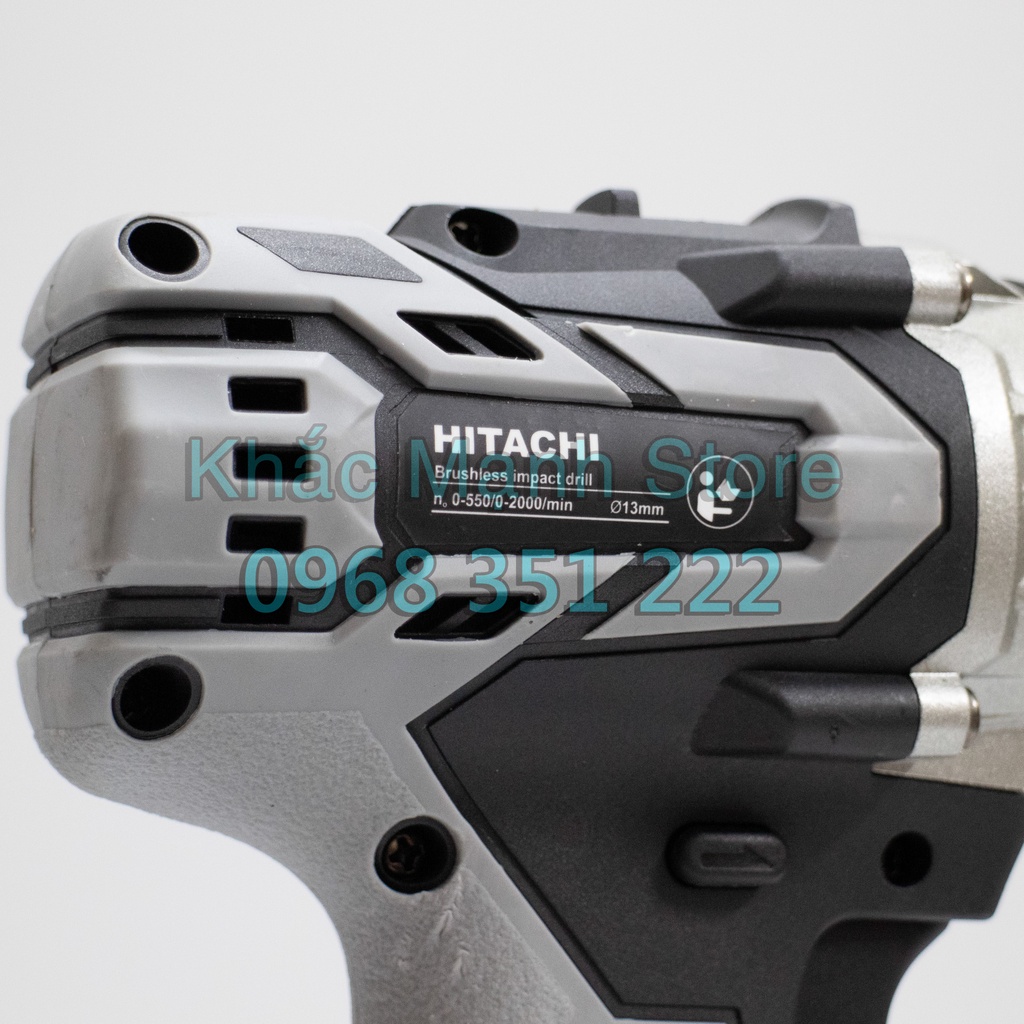 Máy Khoan Pin HITACHI 199V Không Chổi Than, Đầu Auto Lock Thép 13mm, Tặng Bộ Phụ Kiện