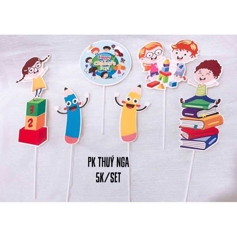 5 set combo 2 set thiếu nhi trang trí bánh