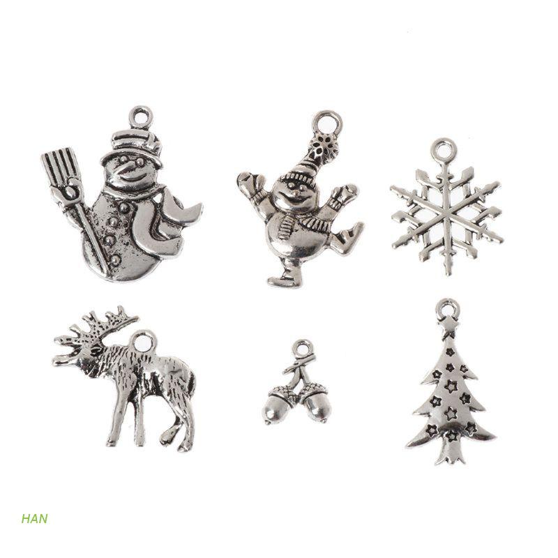 Set 6 mặt Vòng cổ bạc phong cách giáng sinh DIY