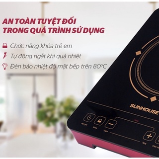 Bếp hồng ngoại Sunhouse, bêp điện đơn không kén nồi thay bếp gas trong nhà bêp khóa an toàn trẻ em tặng vỉ nướng - HAPOS