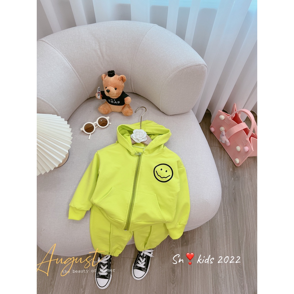 Bộ quần áo thu đông bé gái, bộ quần áo thu đông áo khóa mũ chất da cá QC xịn xò cho bé