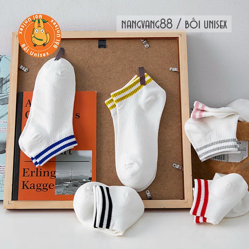 Vớ, Tất Nam Nữ cổ ngắn có sọc phong cách đơn giản, dễ phối đồ, nhiều màu [Bối Unisex]