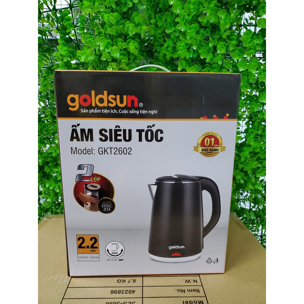 Ấm Siêu Tốc Goldsun 2602 2 lớp 2.2L