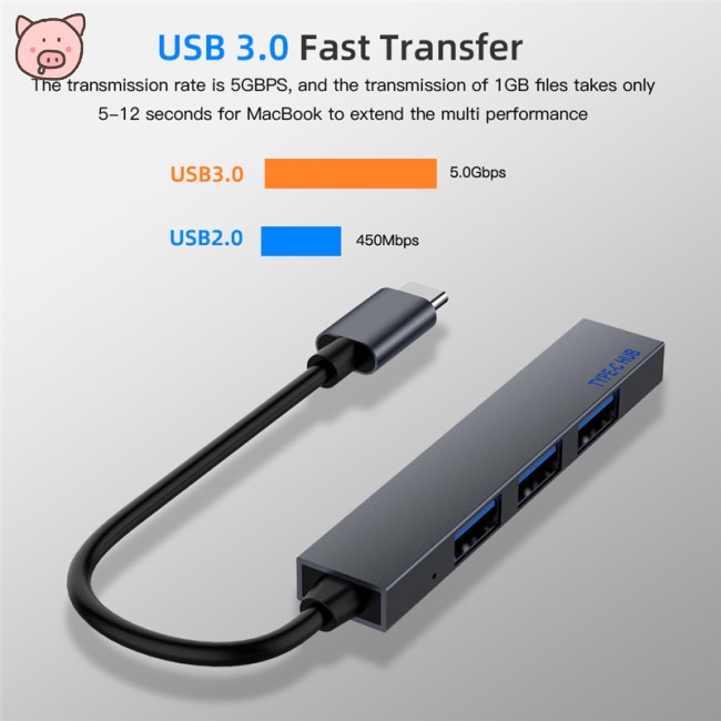 Type-C to 4USB 2.0 HUB Splitter Converter OTG Adapter Cable for Macbook Pro iMac PC Laptop Notebook