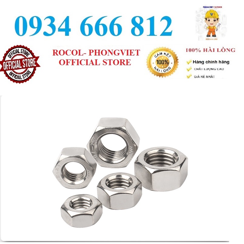 Set 50c và 5c Ecu lục giác thép mạ đen cấp bền 8.8 M4,M5,M6,M8,M10,M12, M14,M16