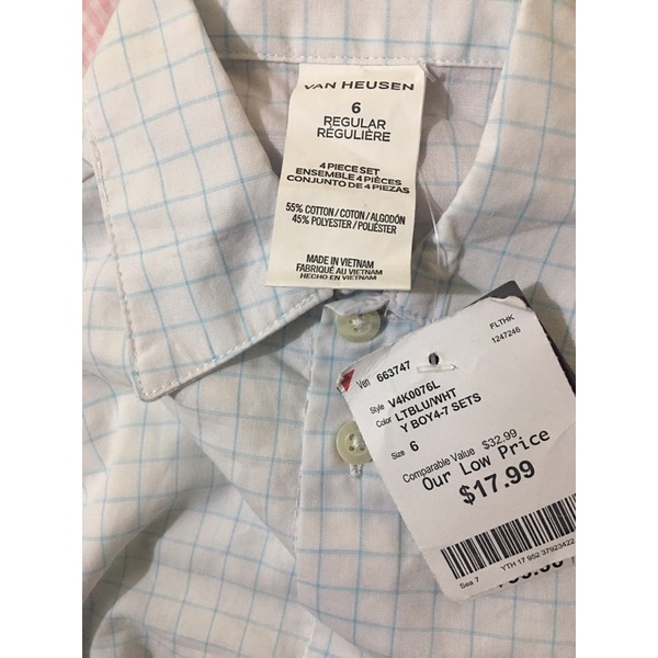 Áo Sơ Mi Cho Bé VAN HEUSEN Xuất Xịn Chất Cao Cấp Caro Xanh