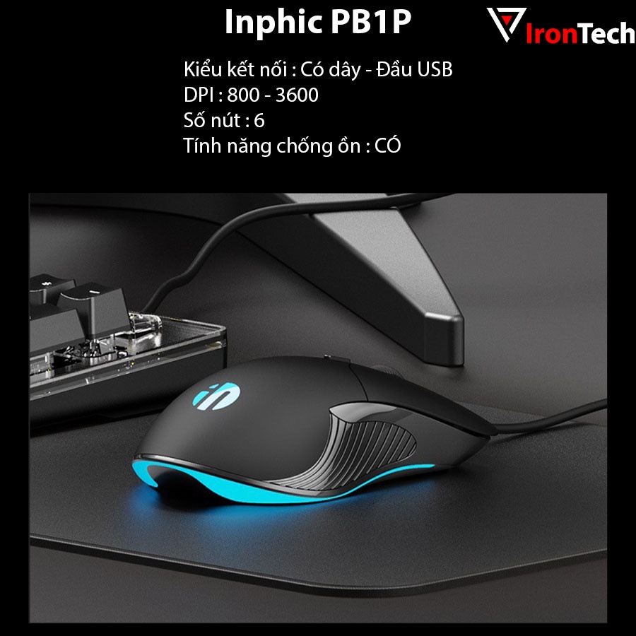 Chuột gaming máy tính có dây không dây Inphic PB1P PB1 PW1 P1W PM6 chuột quang chống ồn silent cho game thủ pc laptop