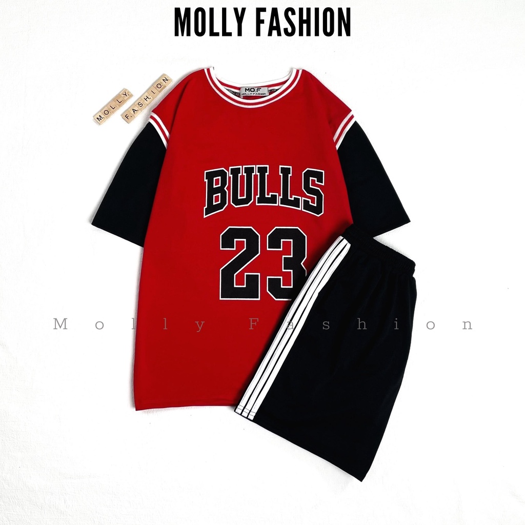 Set đồ bộ Bóng rổ ❤️ Bộ mặc nhà BÓNG RỔ QUẦN 3 SỌC BULL 23 Freesize nam nữ Molly Fashion