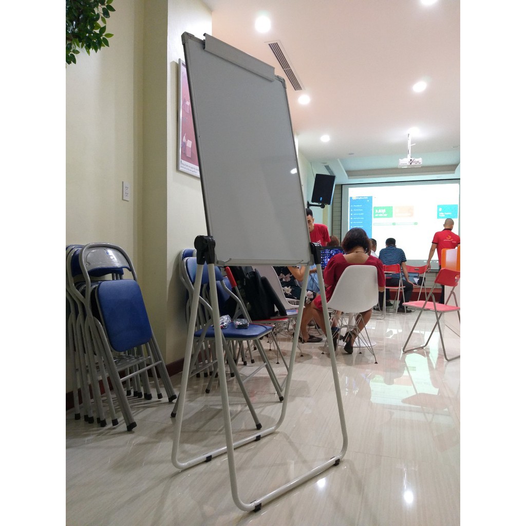 Bảng flipchart văn phòng viết bút lông chân chữ U cao cấp không dòng kẻ kích thước 60x90cm có thể nâng chỉnh chiều cao