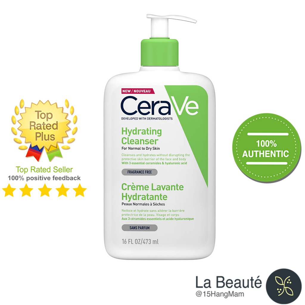 [Mã COS1904 giảm 8% đơn 300K] CeraVe Hydrating Cleanser - Sữa Rửa Mặt Cho Da Khô, Hỗn Hợp Khô Nhạy Cảm 472ml