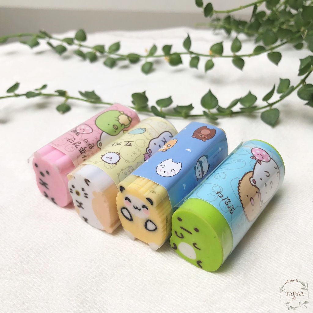 Gôm tẩy bút chì học sinh hình cua, rùa, trái cây, que kem dễ thương cute