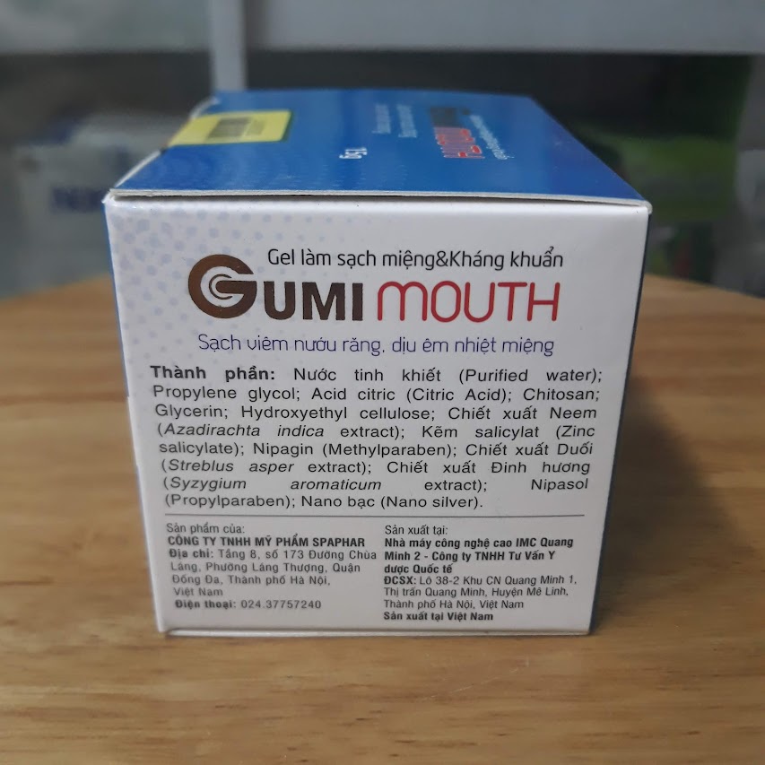 Gumimouth Sạch viêm nướu răng, êm dịu nhiệt miệng. An toàn cho trẻ em hộp 15 gói