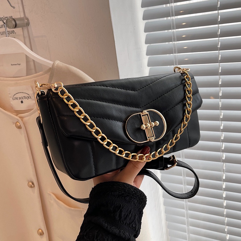 Túi Đeo Vai Màu Trơn Có Nắp Đậy Thời Trang Cho Nữ