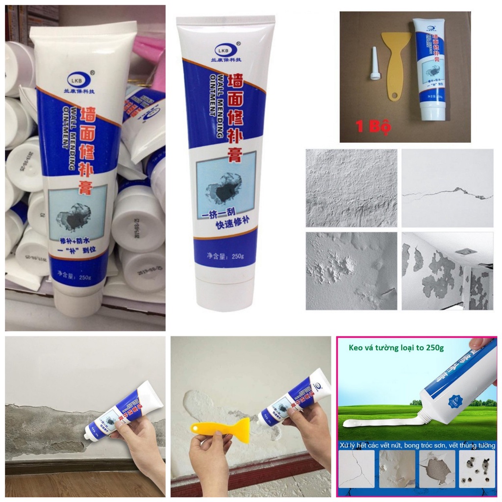 (GIÁ RẺ) Combo 2 lọ Keo trám bít tường nứt siêu nhanh tặng gạt trám keo lọ 250G