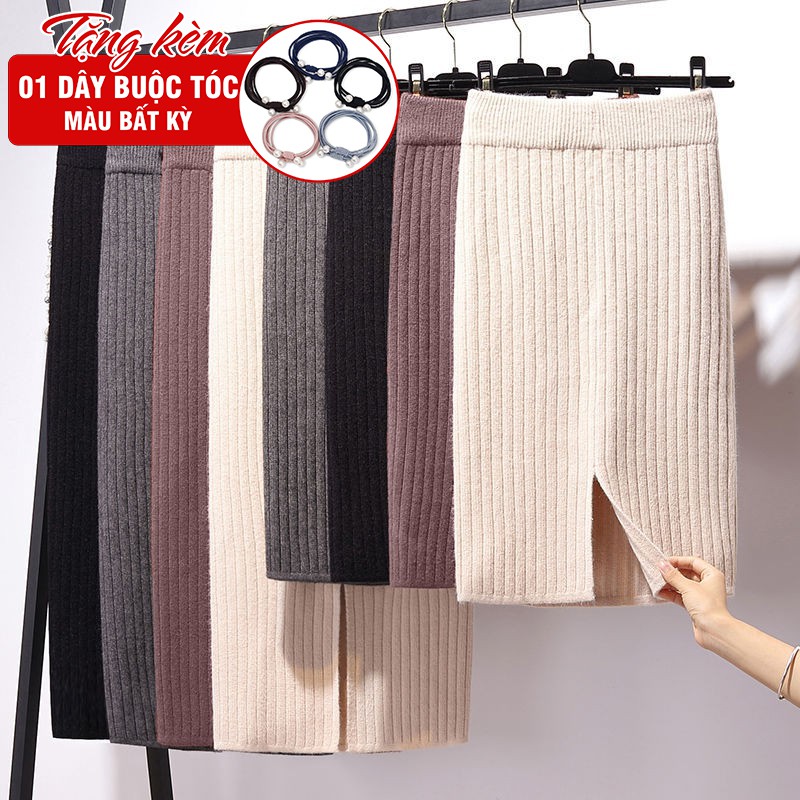 [SẴN HÀNG] CHÂN VÁY LEN DÀI XẺ SAU CHẤT DÀY DẶN